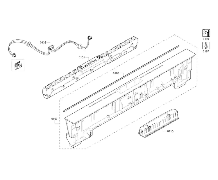 Control Panel Diagram and Parts List for SHX68T55UC 02 Bosch Dishwasher