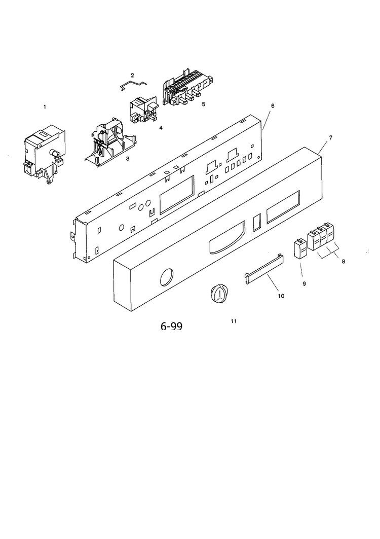 Fascia Panel Diagram and Parts List for SHU3016UC 06 Bosch Dishwasher
