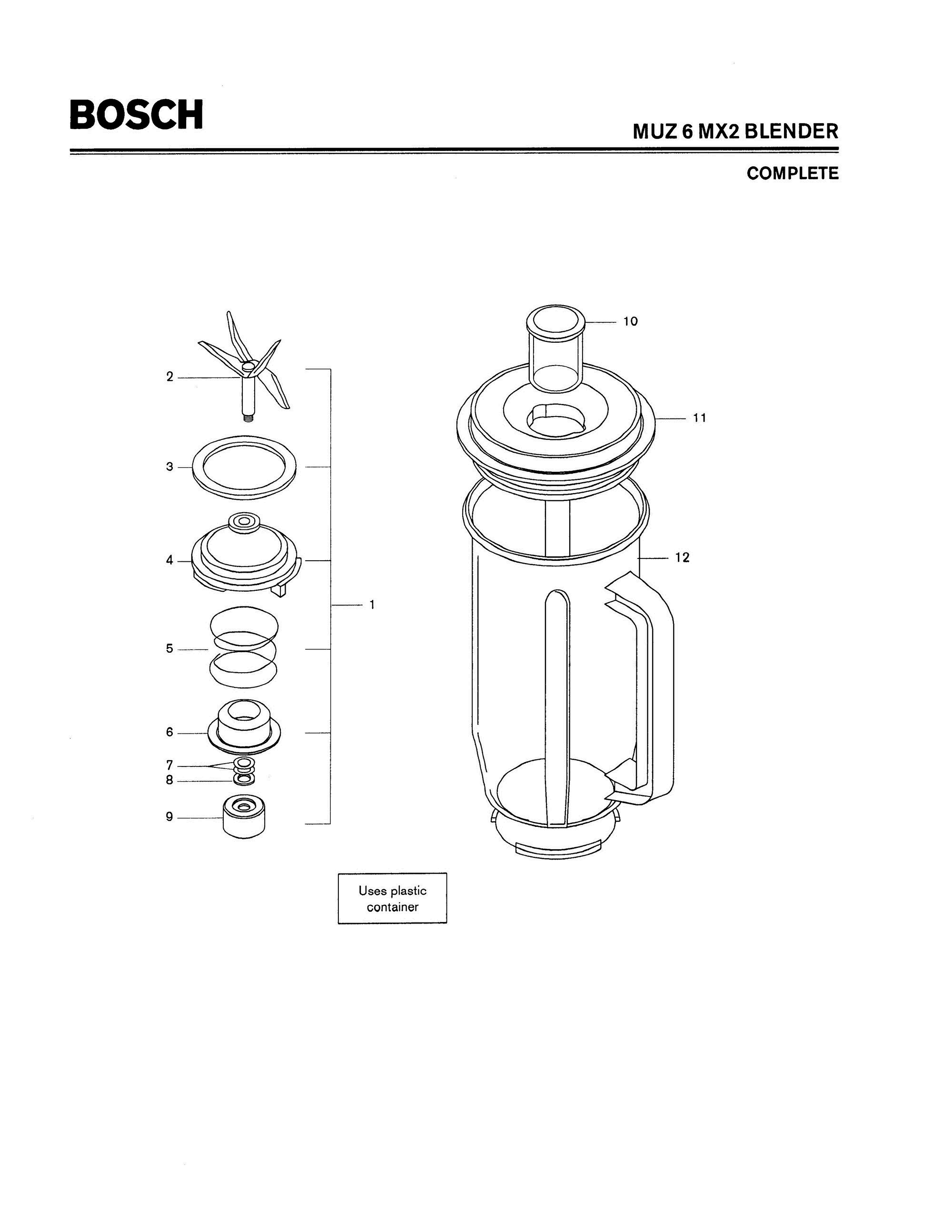 01 - COMPLETE Diagram and Parts List for MUZ6MX2(FD6802-)  Bosch Blender