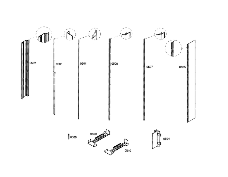 Profile Stripe Diagram and Parts List for T24IF70PSS 01 Thermador Freezer