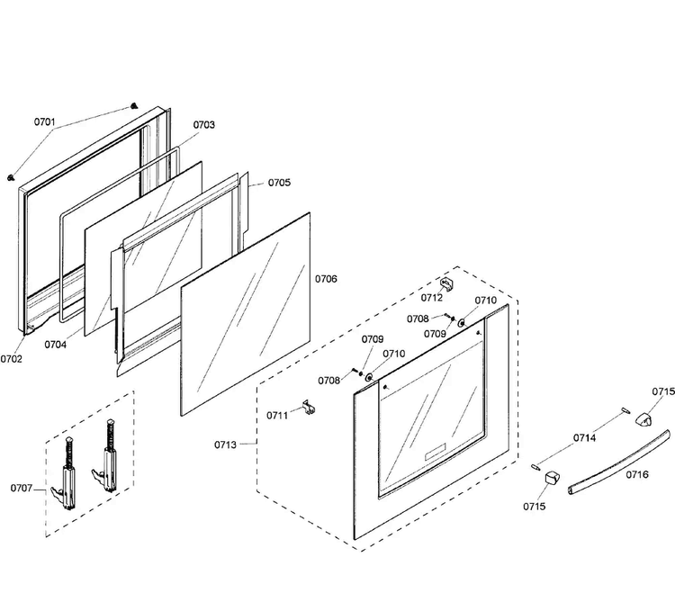 Door Lower Diagram and Parts List for HBN5650UC 02 Bosch Wall Oven