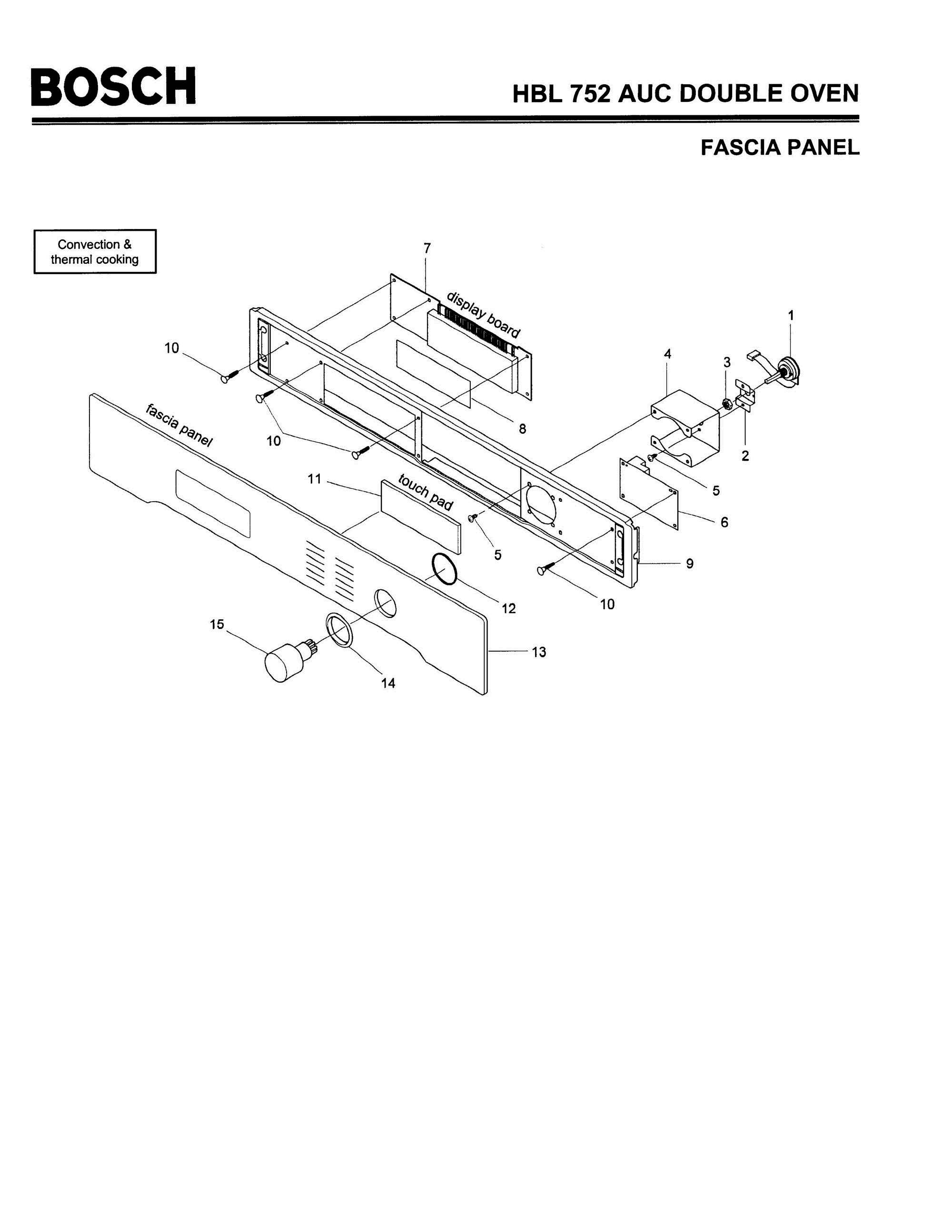 07 - FASCIA PANEL Diagram and Parts List for HBL752AUC(FD8207-)  Bosch Wall Oven
