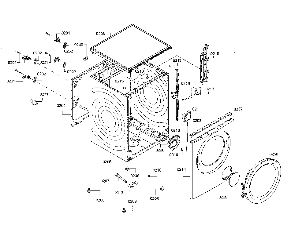 Cabinet Diagram and Parts List for WAW285H2UC 14 Bosch Washer