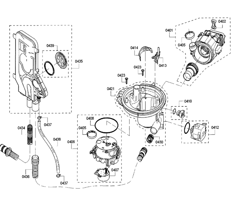 Pump Diagram and Parts List for SHE53TF6UC 07 Bosch Dishwasher