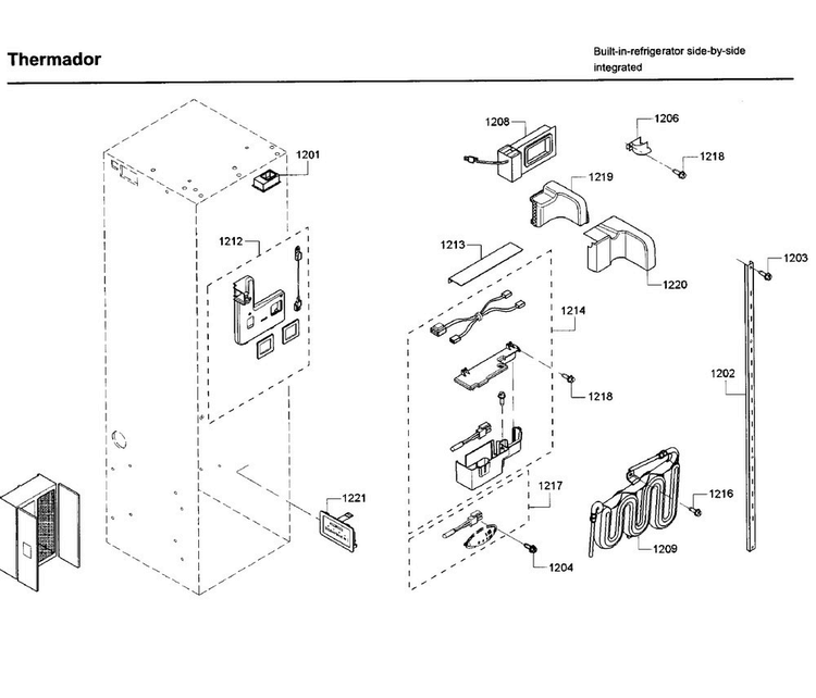 Water Tank Asy Diagram and Parts List for T42BD820NS 02 Thermador Refrigerator