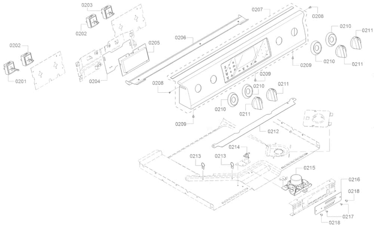 Control Panel Diagram and Parts List for HEIP054U 05 Bosch Range