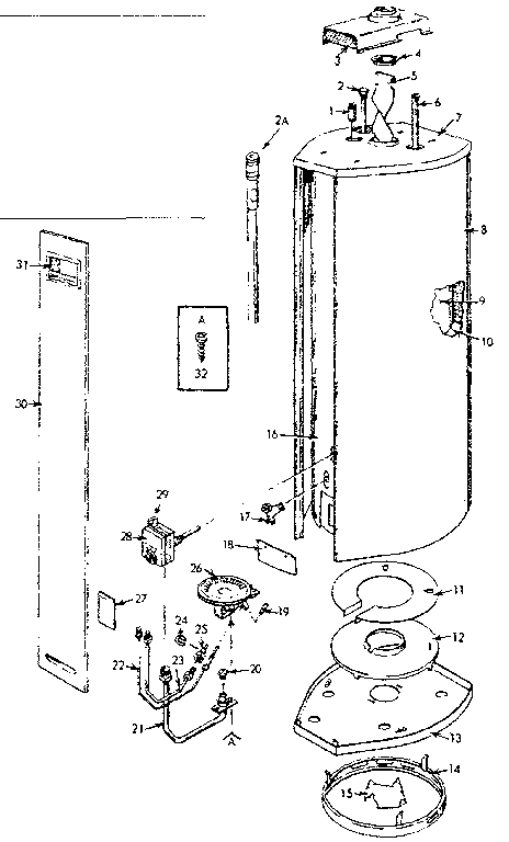 Replacement Parts Diagram and Parts List for 153338050  Kenmore Water Heater