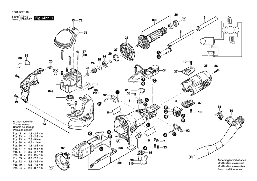 Page 1 Diagram and Parts List for GET75-6 3601B57110 Bosch Orbital or Palm Sander