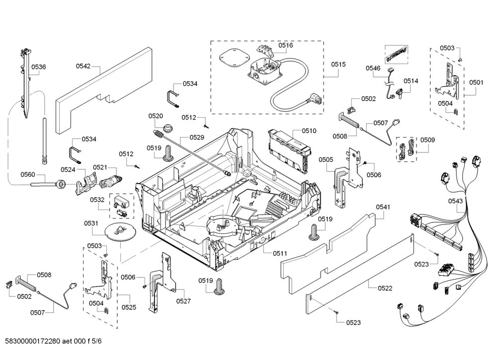 Diagram 5 Diagram and Parts List for SHX68T52UC-07  Bosch Dishwasher