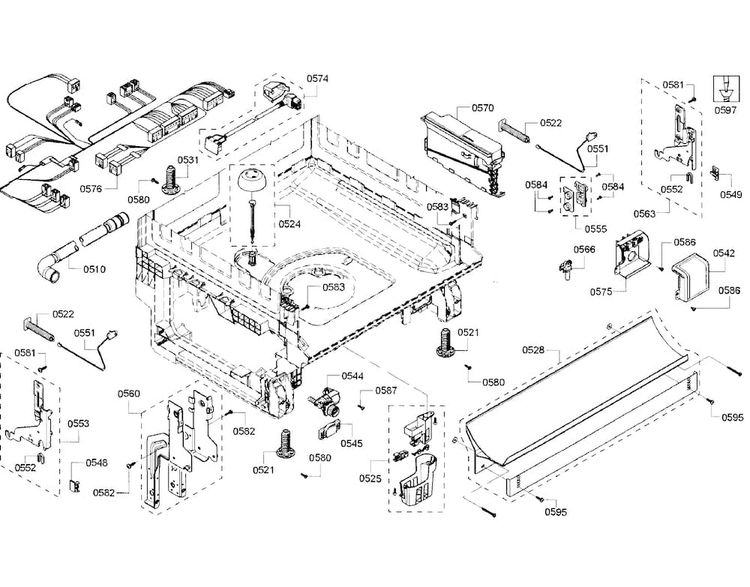 Base Diagram and Parts List for SHX5AVF5UC 22 Bosch Dishwasher