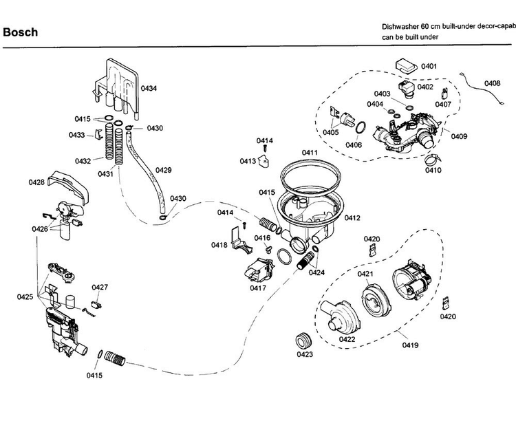 Pump Diagram and Parts List for SHE99C05UC 46 Bosch Dishwasher