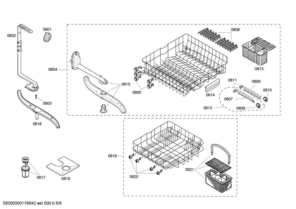 Diagram 6 Diagram and Parts List for SHX46B05UC-21  Bosch Dishwasher