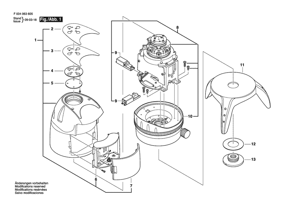 Section 1 Diagram and Parts List for 58-LM54 F03406360H Bosch Laser Level