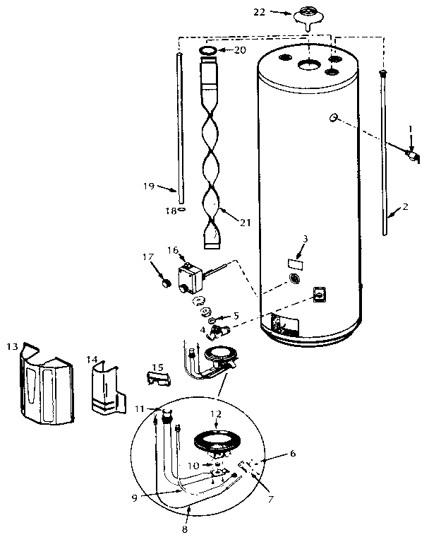 Replacement Parts Diagram and Parts List for 153334450  Kenmore Water Heater