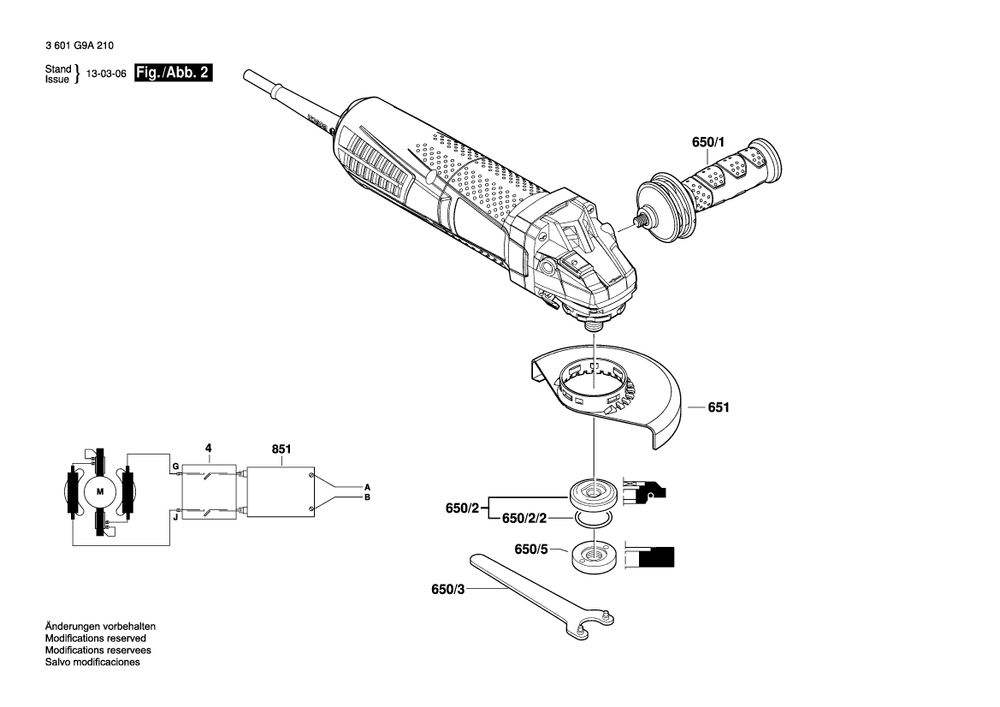 Diagram 2 Diagram and Parts List for AG40-11PD 3 601 G9A 210 Bosch Angle Grinder