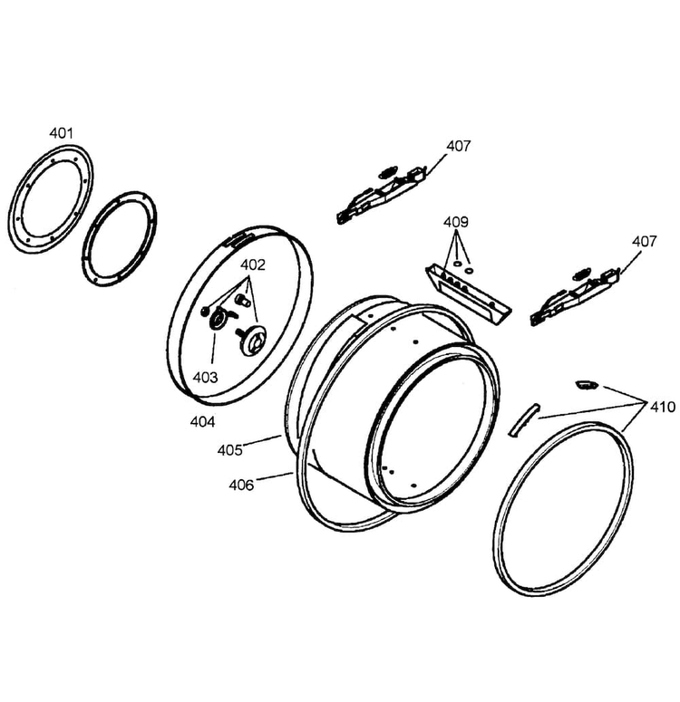 Drum Assy Diagram and Parts List for WTA3500UC 08 Bosch Dryer