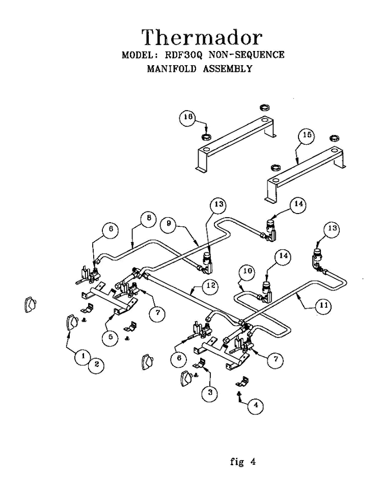 Manifold Assembly Diagram and Parts List for RDF30RS(PRIOR-9707)  Thermador Range