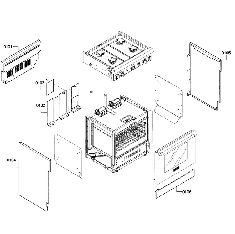 Cabinet 1 Diagram and Parts List for PRD304GHC 05 Thermador Range
