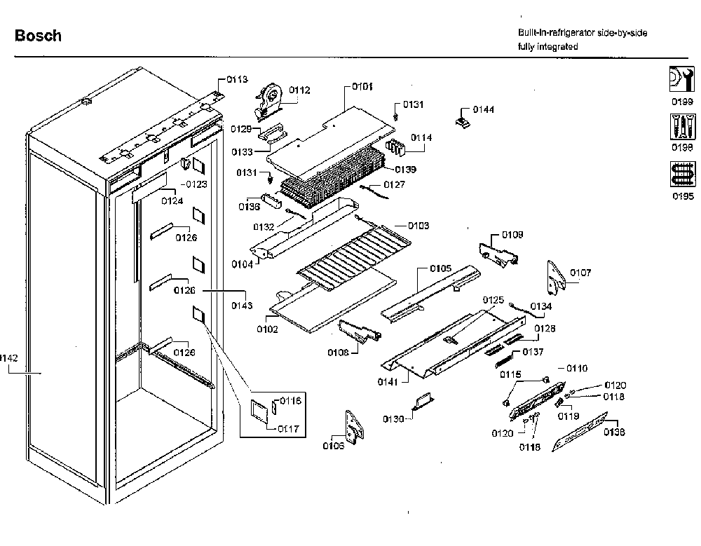 Refrigerator Diagram and Parts List for B30IR800SP 02 Bosch Refrigerator