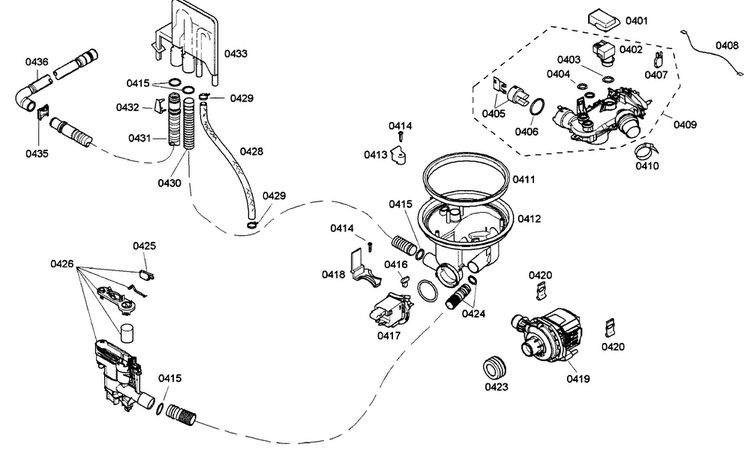 Pump Assy Diagram and Parts List for SHX98M09UC 53 Bosch Dishwasher