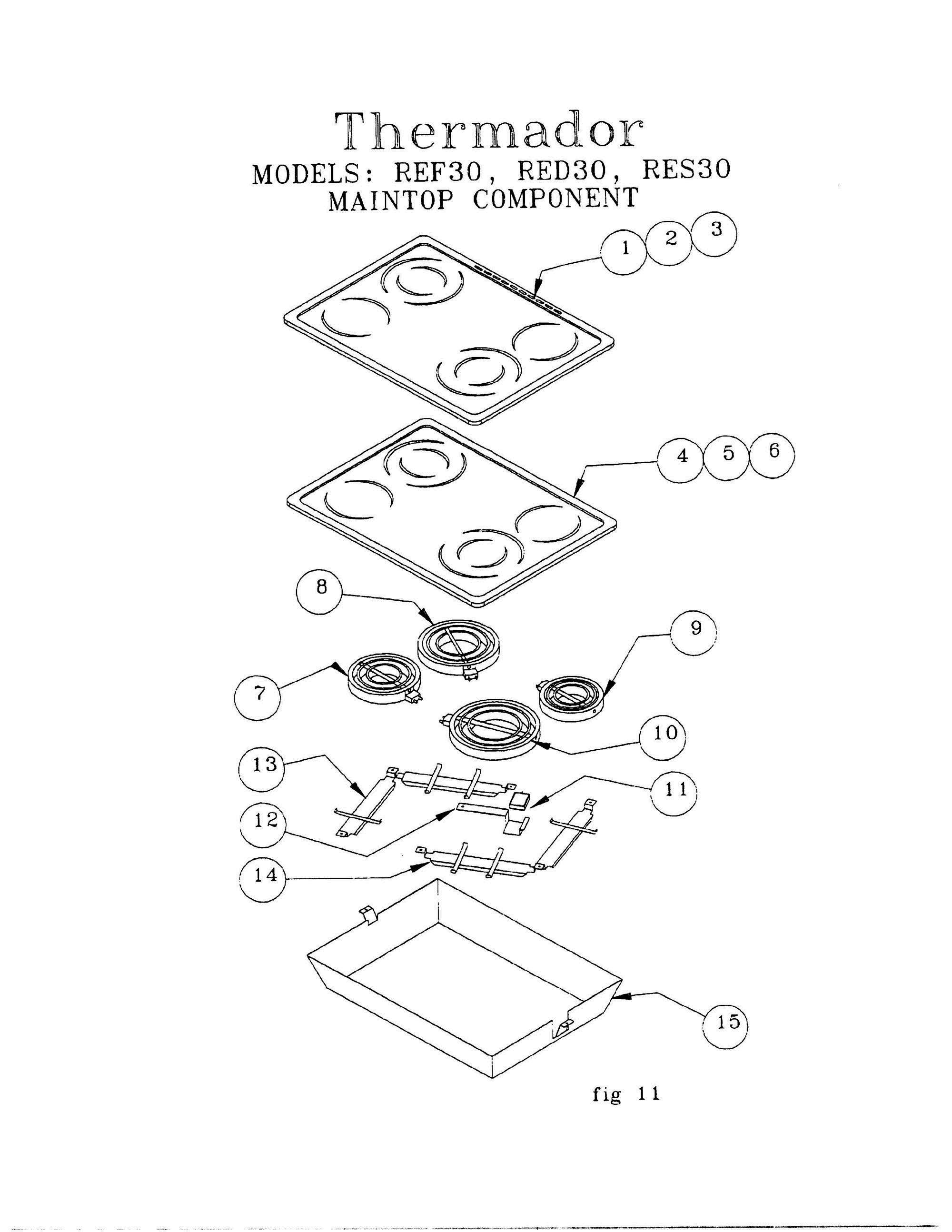 13 - MAINTOP COMPONENT Diagram and Parts List for RDDS30  Bosch Range