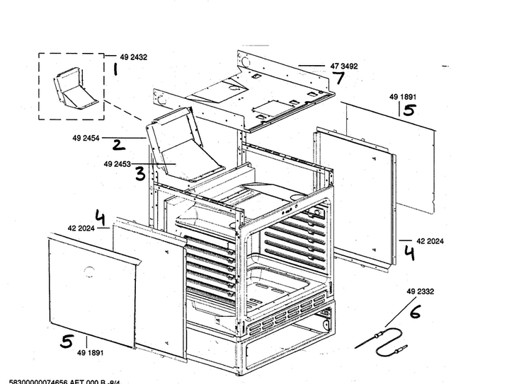 Range Frame Asy Diagram and Parts List for HGS252UC 01 Bosch Range