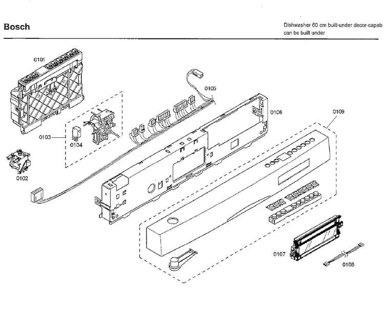 Control Panel Diagram and Parts List for SHE66C02UC 14 Bosch Dishwasher