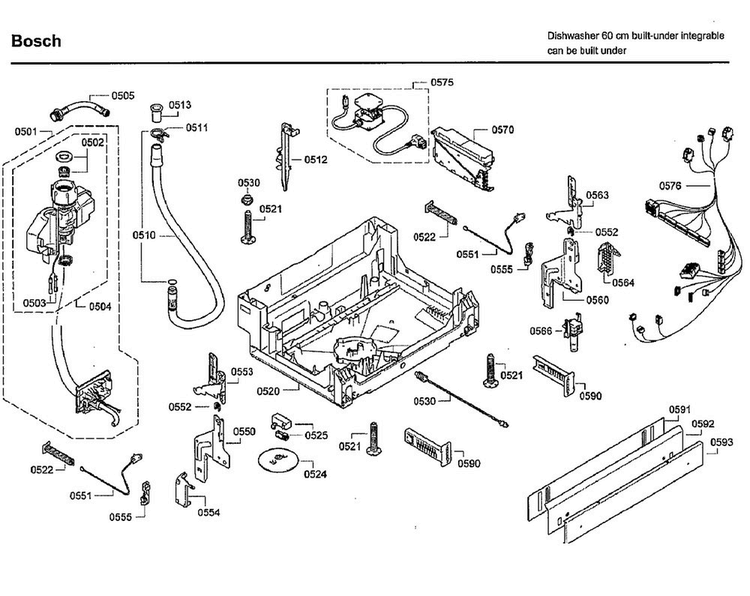 Base Diagram and Parts List for SHX9PT75UC 80 Bosch Dishwasher