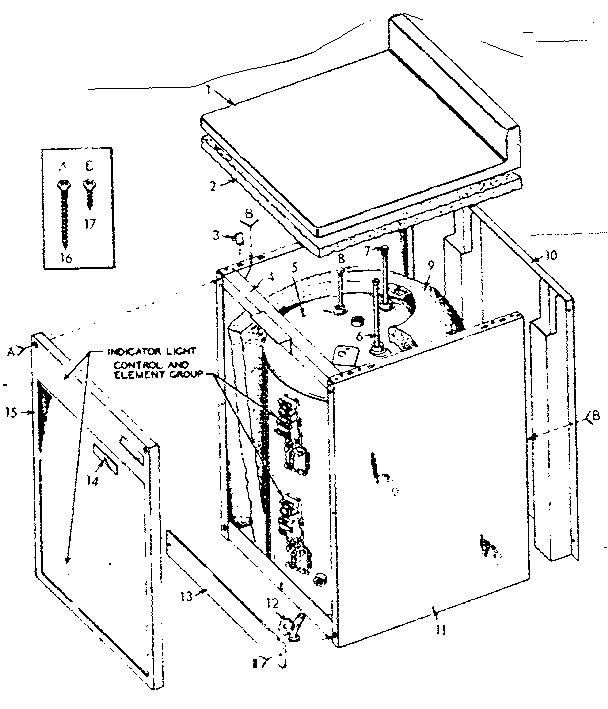 Non-functional Replacement Parts Diagram and Parts List for 153313210  Kenmore Water Heater
