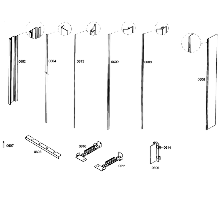 Framing Diagram and Parts List for T18ID80NRP 15 Thermador Freezer
