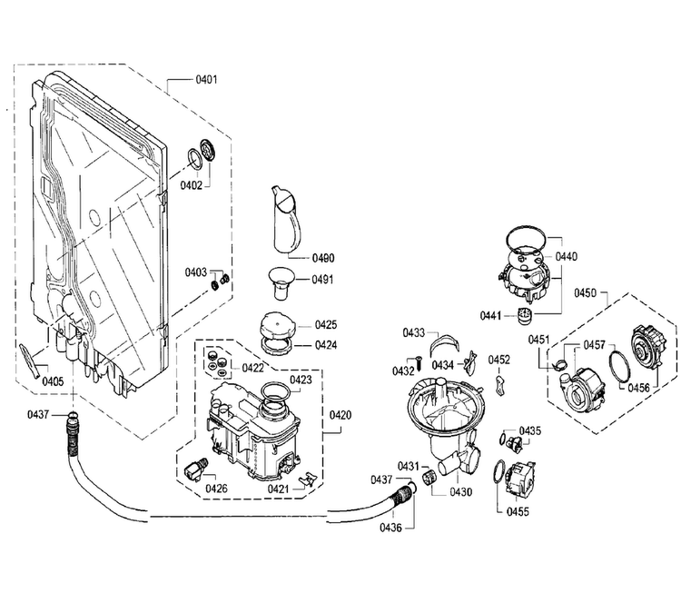 Pump Diagram and Parts List for SGE68U55UC B4 Bosch Dishwasher