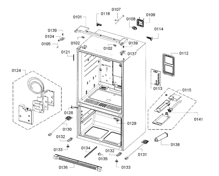 Cabinet Assy Diagram and Parts List for B26FT70SNS 05 Bosch Refrigerator