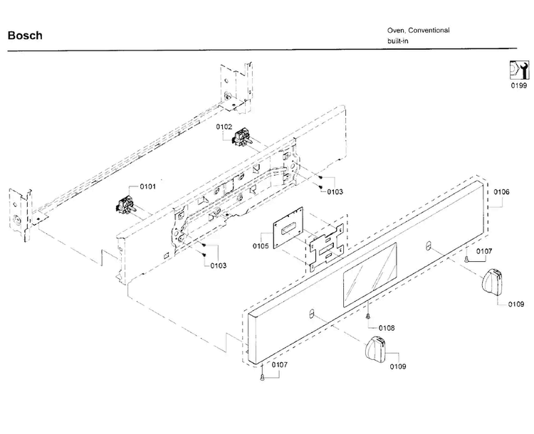 Control Panel Diagram and Parts List for HBL5451UC 03 Bosch Wall Oven
