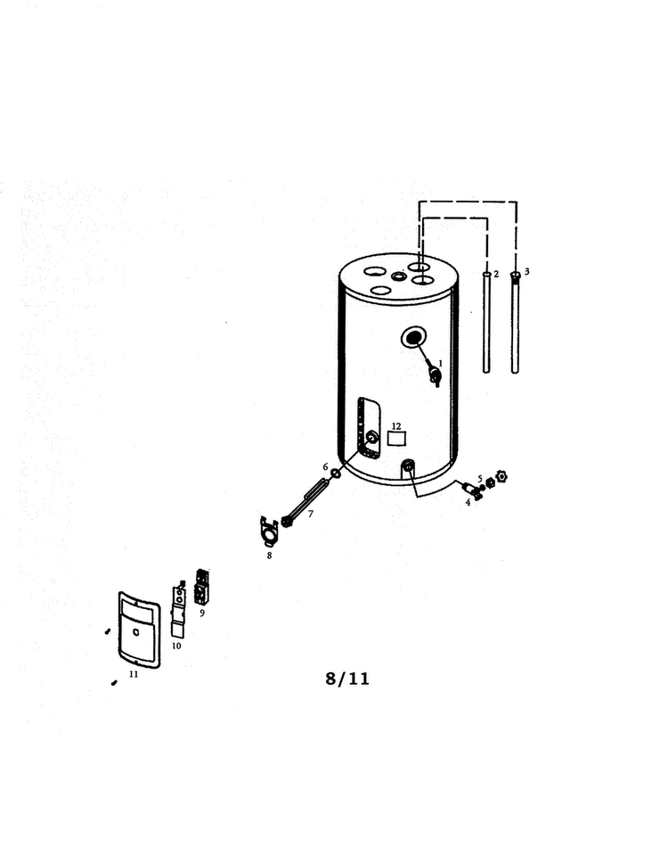 Water Heater Diagram and Parts List for 153312060  Kenmore Water Heater