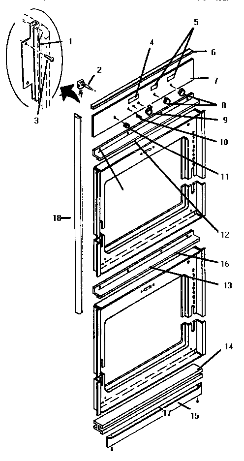 Trims, Deflector And Control Panel Diagram and Parts List for CT227NS  Thermador Range