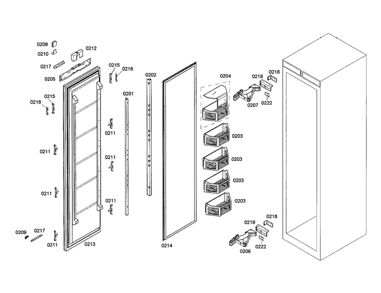 Freezer Door Diagram and Parts List for T18IF70PSS-01  Thermador Freezer