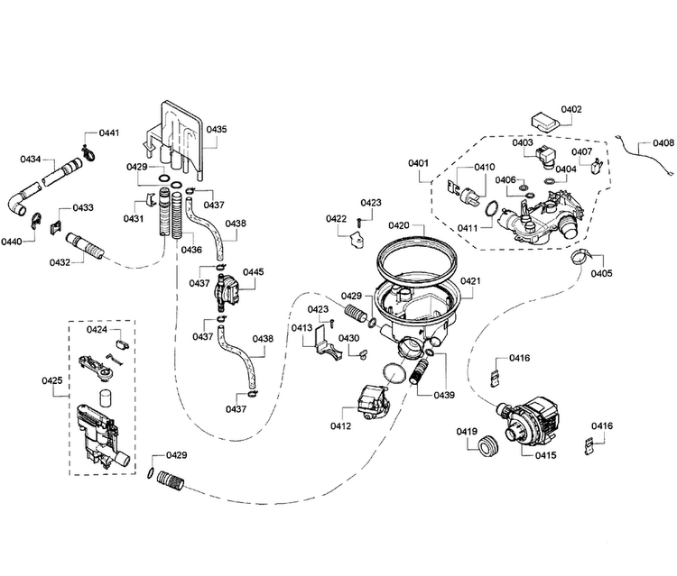 Pump Assy Diagram and Parts List for SHE68R56UC 67 Bosch Dishwasher