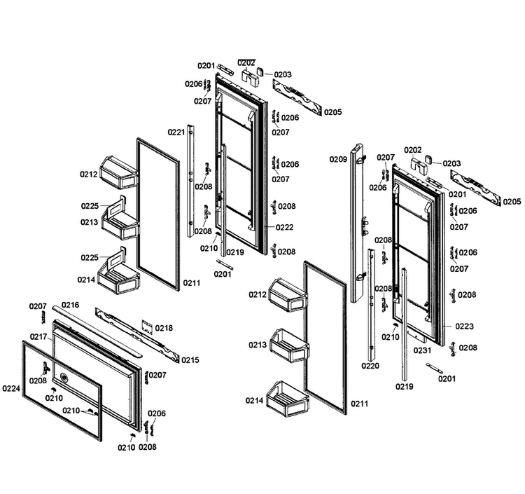Door Assy Diagram and Parts List for T36IT71NNP 06 Thermador Refrigerator