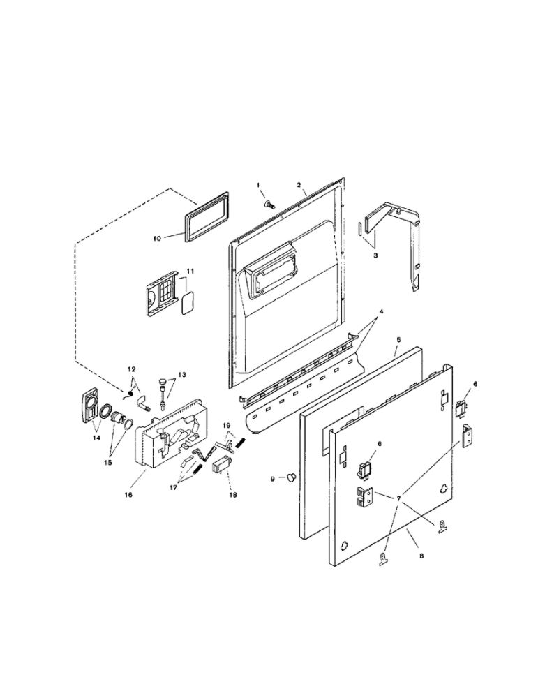 Door Assembly Diagram and Parts List for SHI4306UC 06 Bosch Dishwasher