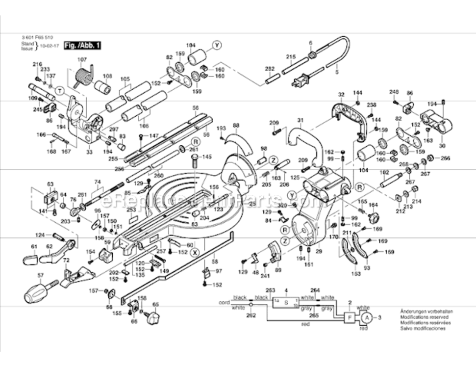 Page A Diagram and Parts List for 5312  Bosch Miter Saw