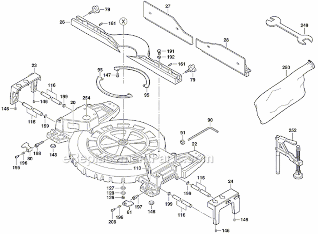 Page B Diagram and Parts List for 5312  Bosch Miter Saw