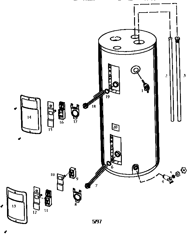 Replacement Parts Diagram and Parts List for 153324791  Kenmore Water Heater