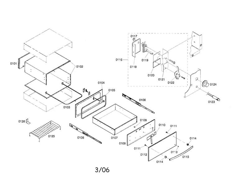 Warming Drawer Diagram and Parts List for HWD275UC 01 Bosch Warming Drawer