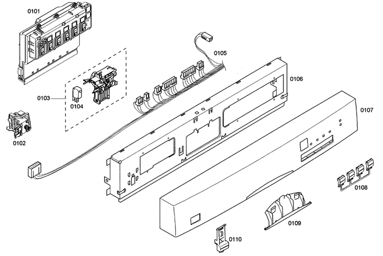Control Panel Diagram and Parts List for SHE44C05UC 38 Bosch Dishwasher