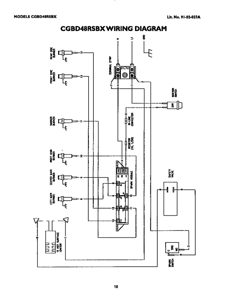 Wiring Diagram Diagram and Parts List for CGBD48RSBX  Thermador Grill