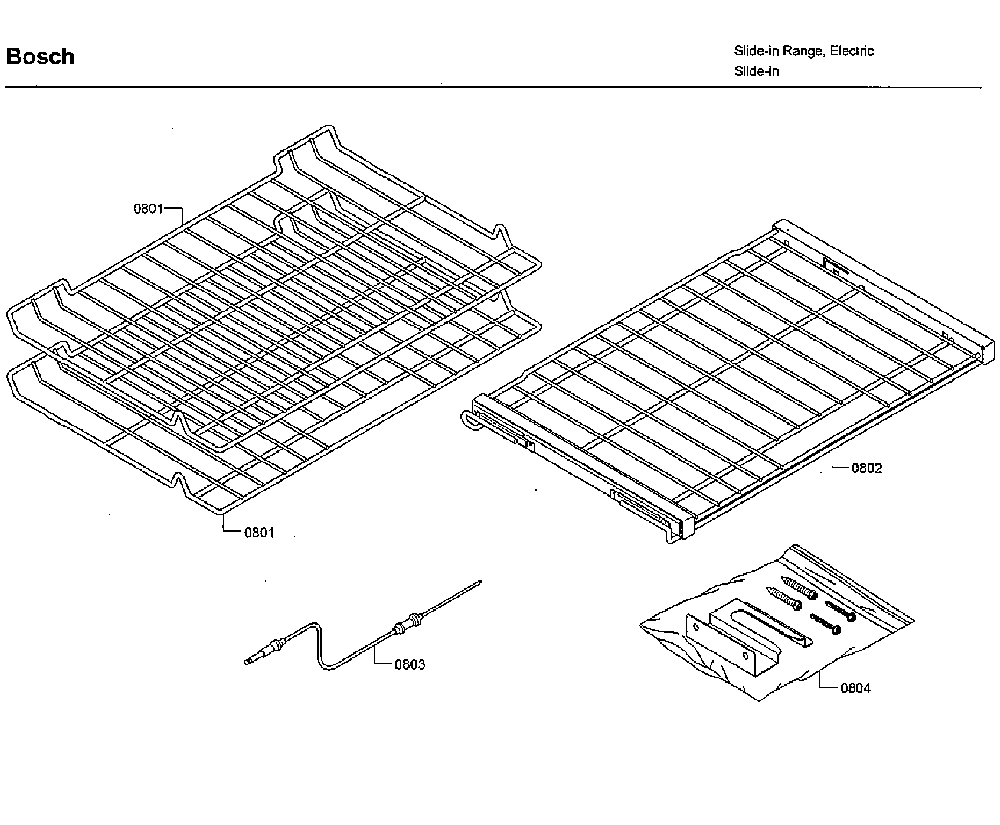 Shelfs Diagram and Parts List for HIIP054U 06 Bosch Range
