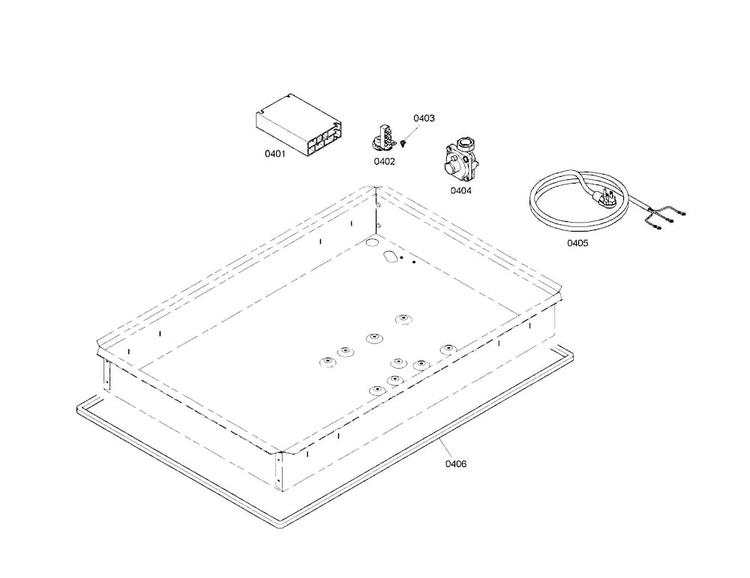 Power Cord/spark Module Diagram and Parts List for NGM5024UC 01 Bosch Cooktop