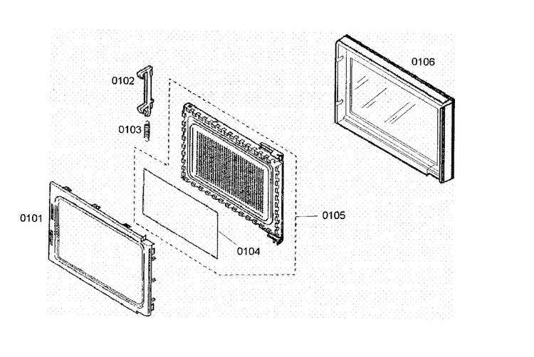 Door Assy Diagram and Parts List for MBES01  Thermador Microwave