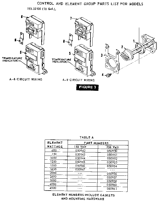 Figure 3 Diagram and Parts List for 15332130  Kenmore Water Heater