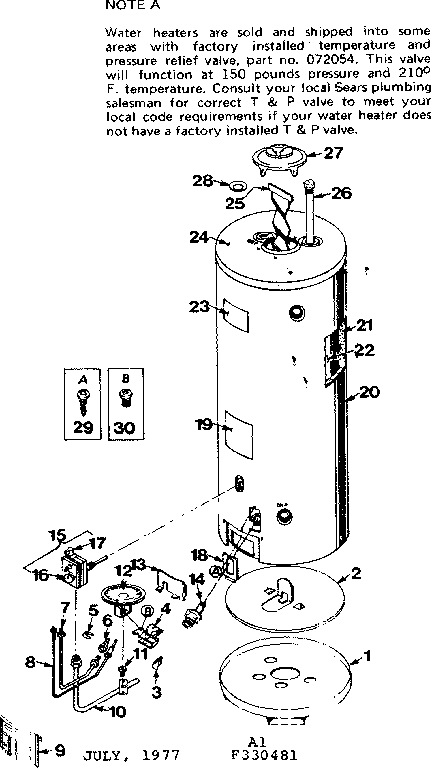Replacement Parts Diagram and Parts List for 153330481  Kenmore Water Heater